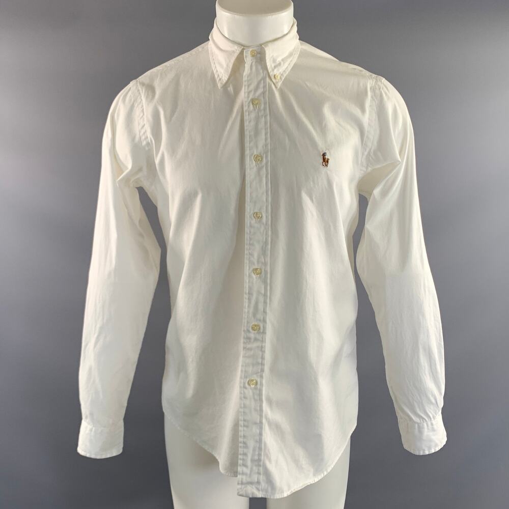 RALPH LAUREN Size M White Cotton Button Up Long Sleeve Shirt